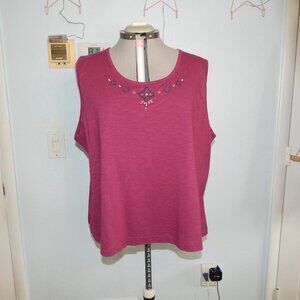 City Blues Koret Plus Size 2X 20W 22W Woman Cherry Cotton Blouse Shirt Top NEW